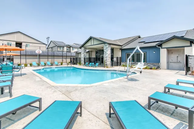 Pool with the clubhouse beyond