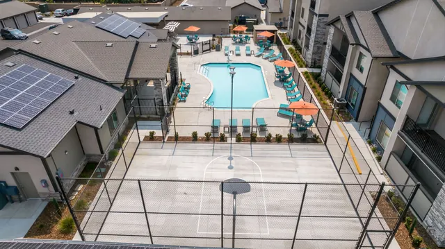 Aerial view of the basketball court
