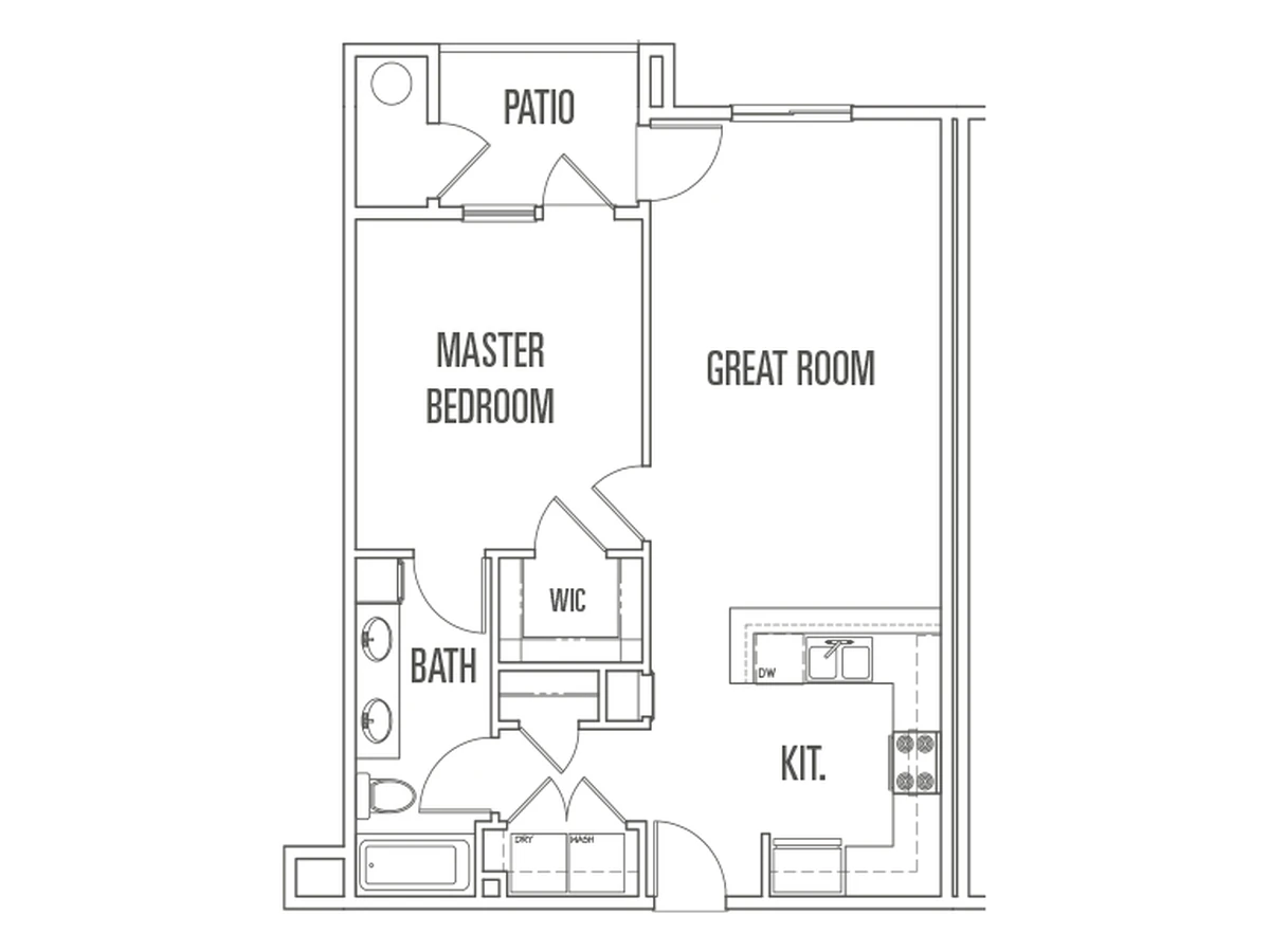 Floor plan for the Milan one-bedroom, Plan A